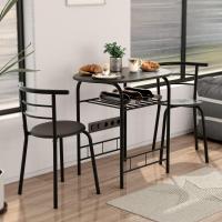 Juego de Sillas de Cocina Pequeña para 2 Personas Conjunto de Muebles de 3 Piezas con Estante - details 1