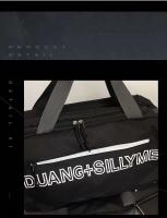 Bolsa de viaje con estampado personalizado de letras, gran capacidad, suave y ajustable, bolsa de viaje, entrenamiento, deportes, gimnasio, con bolsillo lateral de malla - details 8
