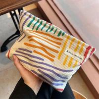 Bolsa de Cosméticos de Viaje Portátil Diseño a Rayas Coloridos de Corduroy - details 0