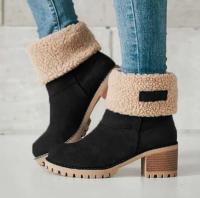 Botas de nieve de gamuza con tacón grueso de tubo medio europeo y americano de otoño e invierno para mujer Botas de algodón para mujer - details 3