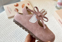 Bolsa de los niños cabeza Boken zapatos 2025 primavera y otoño nueva versión coreana de las niñas perla arco princesa zapatos de suela suave solo zapatos - details 18