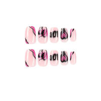 Uñas Artificiales Reutilizables de Color Nude Cortas Cuadradas con Pegamento para Mujeres y Niñas - details 4