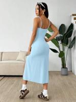 Vestido de otoño sin tirantes de leopardo, falda larga abierta para mujer, corte curvo, tendencia de moda internacional - details 9