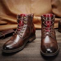 Cómodas botas de cuero para hombre,Botas para hombre,Primavera y Otoño 2025 Nuevo Tamaño 39-45 - details 1