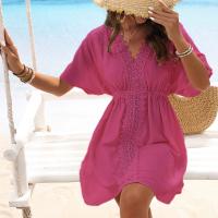 Vestido Cubrebikini Elegante Estilo Boho Chic con Escote en V, Mangas Volantes y Tejido Suave - details 12
