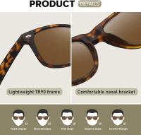 Polarizadas - Protección Rectangular Retro Negro Gafas de sol Unisex Clásico Ultraligero Tonos Leopardo Marrón claro - details 1