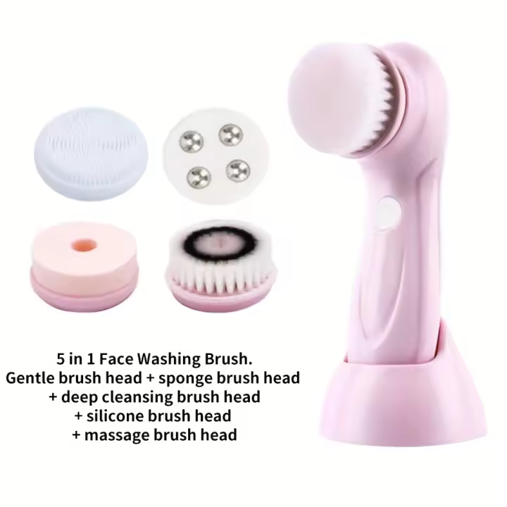 Instrumento de Limpieza Facial Eléctrico Cepillo de Silicona Suave para Masajear y Limpiar Poros - 1