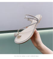 Nuevas Sandalias Planas de Moda para Mujer Diseño Versátil con Punta Abierta Diamantes de Imitación - details 3