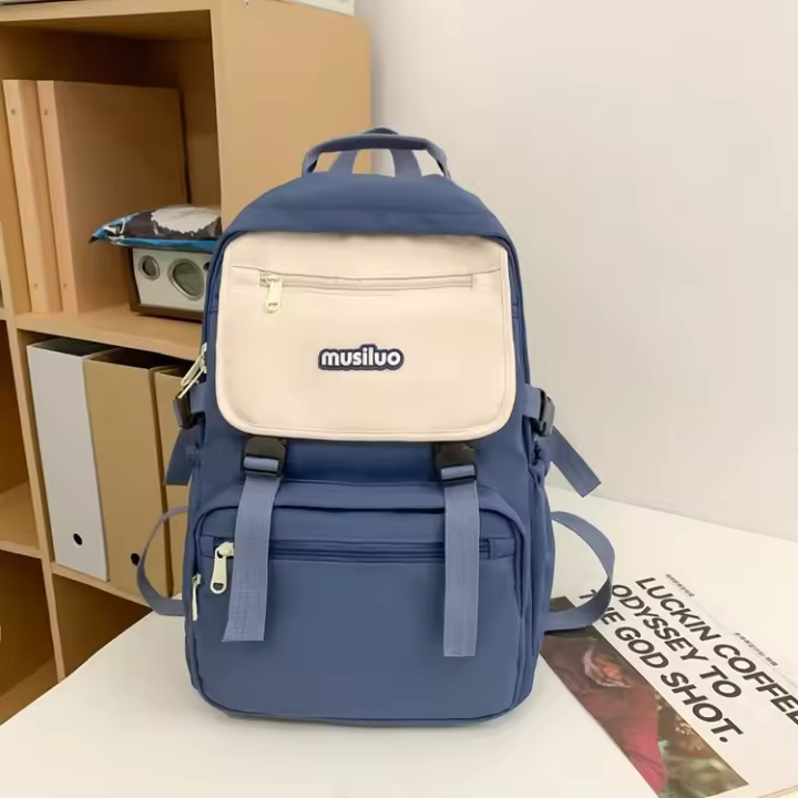 Mochila de Nylon Retro de Gran Capacidad Estilo Urban Simple para Estudiantes de Secundaria y Preparatoria - 1