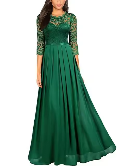 Elegante vestido de noche en satén, talla grande 3XL, vestido largo de baile de boda verano 2025, moda para mujer. - 1