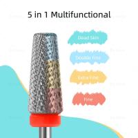 HYTOOS cónico 5 en 1 broca para uñas dientes cruzados brocas de carburo para uñas quitar Gel lima eléctrica taladros máquina accesorios de manicura - details 4