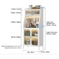 Armario de cocina, mueble auxiliar, aparador de 5 niveles, con orificio para cables, ganchos, ruedas, puerta magnética - details 12