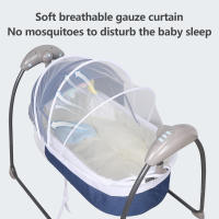 Columpio eléctrico para bebé, cuna con Bluetooth, rebotador de música, silla de columpio automático, balancín remoto con cama de cortina, azul - details 15