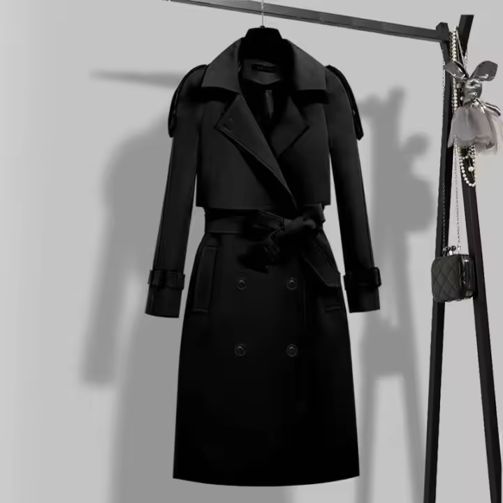 Gabardina larga por encima de la rodilla para mujer, abrigo pequeño de talla popular, versión coreana, primavera y otoño, 2024 - 1