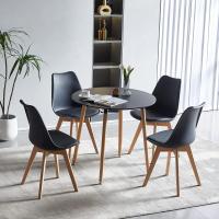 Mesa de Comedor, Estilo escandinavo Ronda Mesa y Patas de Madera de Haya, 80*72 cm, Color Blanco - details 49