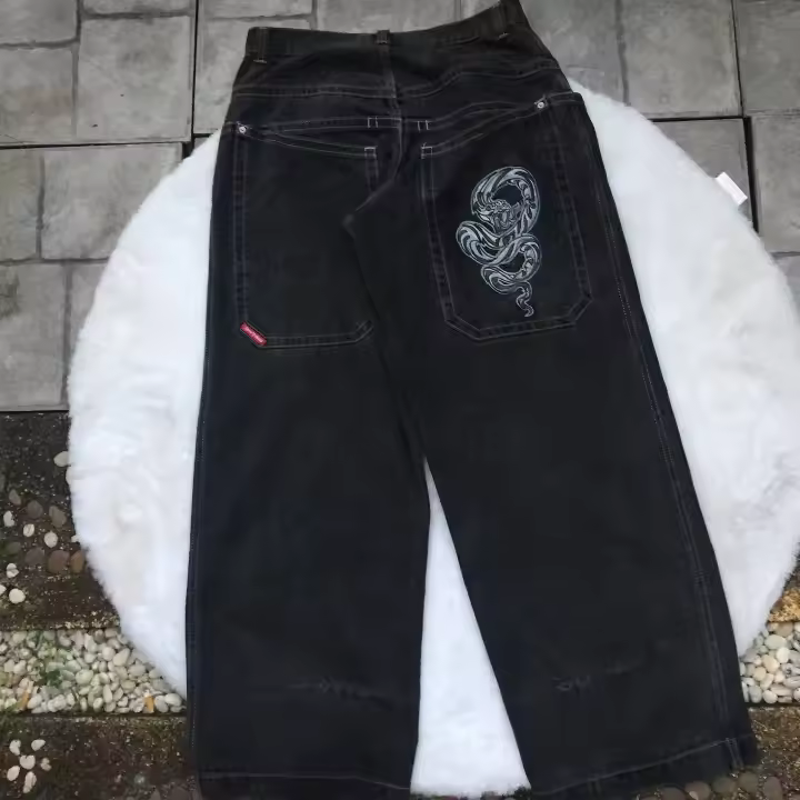 Vaqueros holgados para hombre, estilo retro, estampado múltiple, ropa gótica de hip-hop, informal - 1