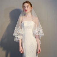 Velo de doble capa, accesorios de vestido de novia, exquisito borde de encaje de lentejuelas, velo de novia para estudio fotográfico, tocado de boda - details 4