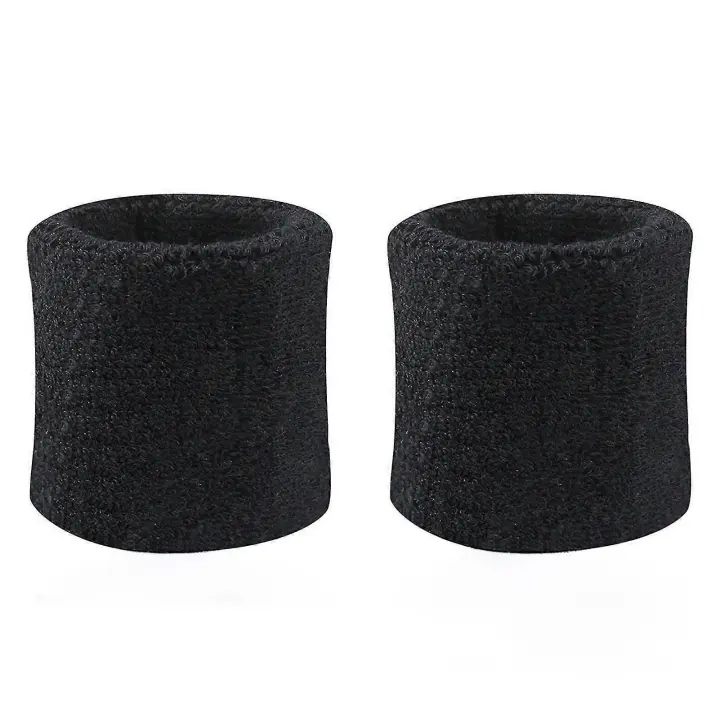 Muñequera deportiva de algodón absorbente, banda para el sudor de secado rápido transpirable para tenis, Color sólido, 2 uds. - 1