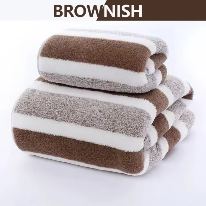 Juego de toallas de baño de mano suaves, toallas absorbentes de secado rápido para baño, patrón de rayas - 1