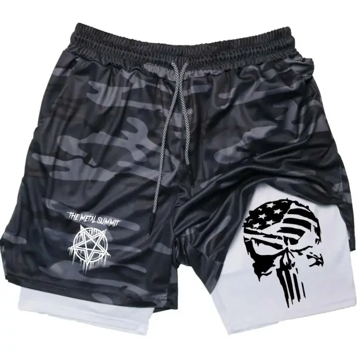 Pantalones Cortos de Gimnasio de Doble Capa para Hombres Entrenamiento Multiuso Secado Rápido - 1