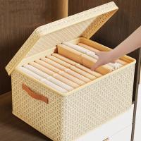 Caja de almacenamiento plegable para ropa, contenedores de almacenamiento lavables a prueba de polvo con tapa, cesta de lavandería de gran capacidad para el hogar - details 1