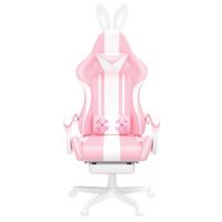 Silla Gaming Ergonómica con Masaje Racing y Reposapiés Kawaii, Sillon de Juegos Gamer con Reposacabezas Reclinable y Orejas de Conejo para Oficina, Verde Menta - details 5