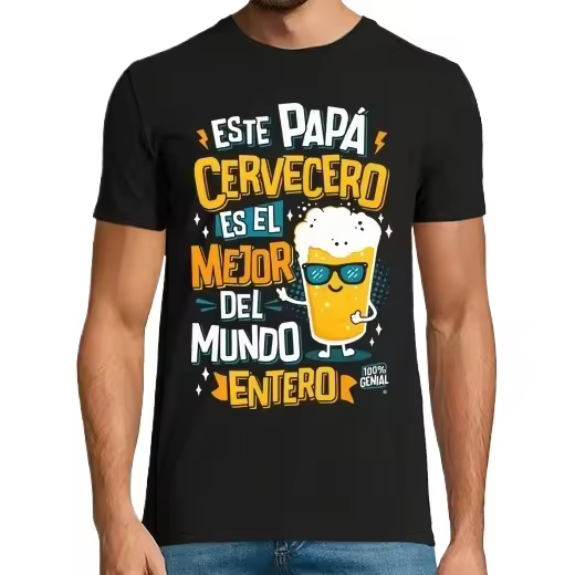 Papá cervecero el mejor del mundo entero Camisetas CERVEZA,Pack Regalo Camiseta Personalizada - 1