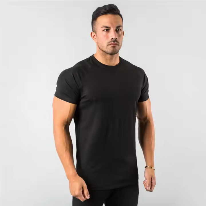 Moda Masculina Slim Fit Camiseta de Manga Corta para Fitness Diseño Muscular para Corredores - 1