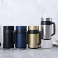 Termo de acero inoxidable 304 con asa para taza de café, botella de agua de gran capacidad, aislada al vacío e irrompible - details 0