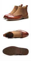 Zapatos de cuero con flores de bloque británico para hombres de gran tamaño, nuevo empalme de tela - details 3