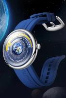Reloj Astronómico MARK FAIRWHALE Dial de Tierra 3D, Diseño de Orbita Solar, Manos Luminosas, Correa de Silicona Azul, Lujo Casual - details 8