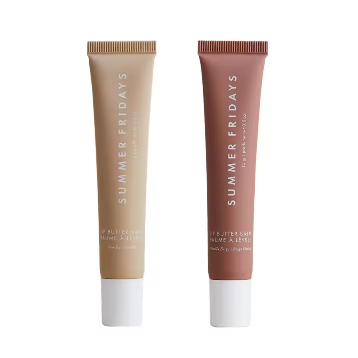 Summer Fridays Butter Balm Mascarilla labial hidratante de día/noche Manteca de karité, vegana y vainilla beige (0,5 oz/pieza) - 1