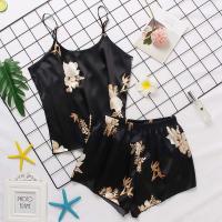 Ropa interior de mujer, ropa de dormir de seda satinada, chaleco, pantalones cortos, conjunto de dos piezas de verano, ropa de dormir para mujer - details 20