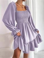 Elegante Vestido de Manga Larga para Mujer Color Sólido, con Volantes, Alta Calidad y Lujo Diseñador - details 19