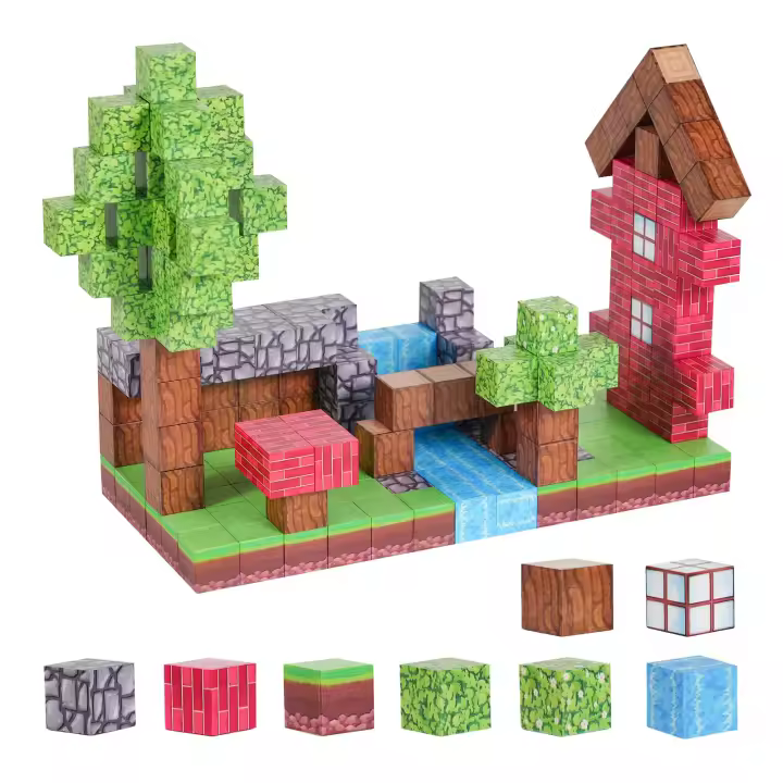 Bloques magnéticos Montessori para niños y niñas, juguetes sensoriales de construcción, cubos Fidget STEM, 100 piezas, regalo de cumpleaños - 1