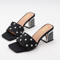 Tacones altos con tiras, tacones gruesos, ropa exterior sencilla y versátil, sandalias y zapatillas de gran tamaño. - details 2