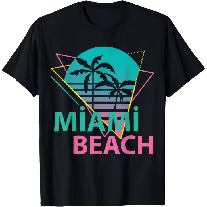 Camiseta para hombre Miami Beach Florida Orgulloso Floridiano Retro Palms Trees - 1
