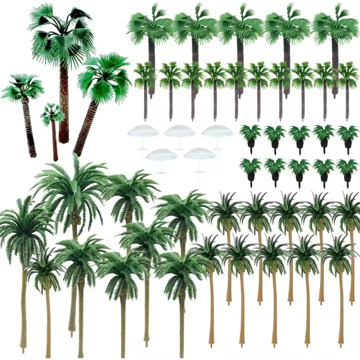 Modelos Miniatura de Árboles Palmera 44 Pz Ideal para Trenes Ferroviarios, Dioramas, Paisajes de Bricolaje - 1