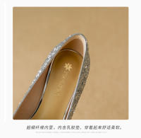Zapatos de Novia de Otoño Tacones Altos de Champán para Mujer Suela Cuadrada de Cristal - details 6