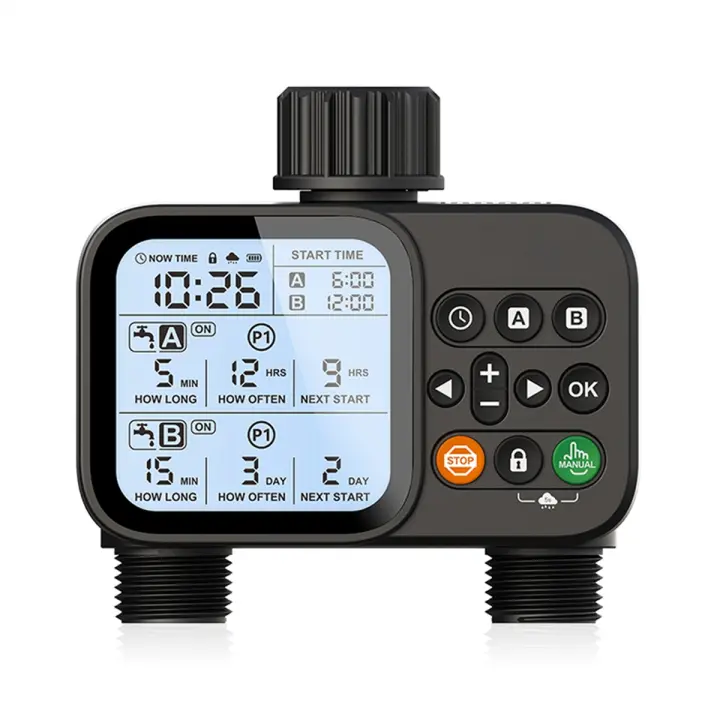 Temporizador de riego Solar para el hogar, sistema de riego automático LCD, herramienta de riego de jardín inteligente para exteriores, programa ajustable - 1