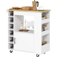 Cocina con 6 botelleros, 3 estantes laterales y armario con bisagras acolchadas, armario de cocina con toallero y encimera de caucho, 83x40x83cm, roble - details 0