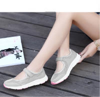 Zapatos informales de verano para mujer, zapatillas portátiles suaves, zapatos para caminar, suelas planas para mujer, zapatos blancos transpirables sin cordones - details 8