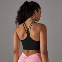 Hamidou-Sujetador de gimnasio Sexy para mujer, Top de hilo, informal, a rayas, sin costuras, de punto, a la moda - details 7