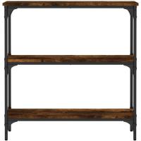 Mesa consola con estantes, 75 x 22,5 x 75 cm, muebles de salón, entrada, mesa de acento, mesa de pasillo estrecha con estantes, mesa de exposición, madera - details 3