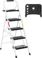 Escaleras Plegables de 3 Escalones, Capacidad de 272KG con Pedales Antideslizantes Anchos, Taburete Escaleras de Mano de Acero, Manubrio de Esponja, Uso en Interiores y Exteriores, Negro - details 43