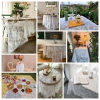 Mantel Ense blanco vintage, cubierta de hotel, tapete de mesa de boda, paño decorativo para picnic, decoración de escritorio para el hogar - details 34