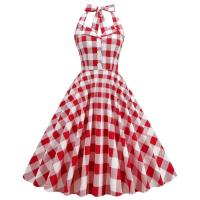 2025 nuevo Hepburn verano Vintage lunares mujeres Halter elegante fiesta 50s 60s Rockabilly Pin Up túnica Swing vestido de cola - details 26