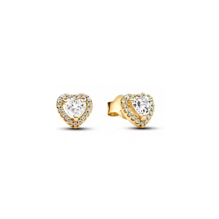 Pendientes con botones brillantes en forma de corazón elevado con revestimiento de oro, Ref: 268427 C01 - 1