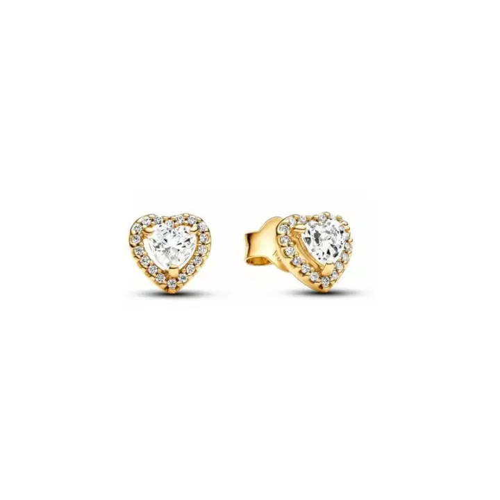 Pendientes con botones brillantes en forma de corazón elevado con revestimiento de oro, Ref: 268427 C01 - 1