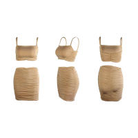 Conjunto de dos piezas para mujer, camisola sexy ajustada con fruncido, moda 2024, muy vendido. - details 43